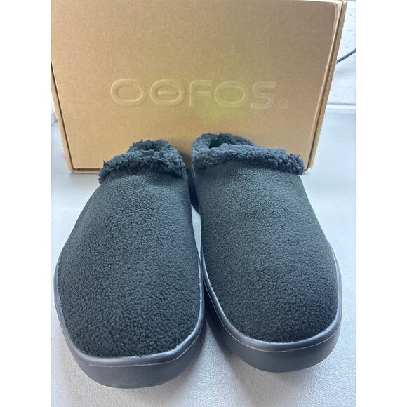 Oofos oocoozie mule black fleece lined slip on shoe men’s size 12 new in box main image 6